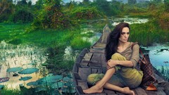 Landscapes woman Angelina Jolie