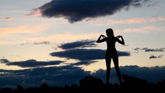 Landscapes woman back light