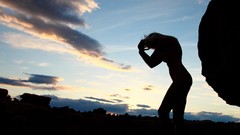 Landscapes woman back light