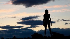 Landscapes woman back light