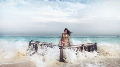 Landscapes woman Beaches