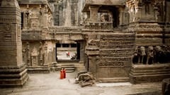 Landscapes woman dress India rocks architecture Temples