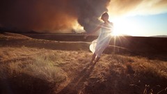 Landscapes woman dress sunlight