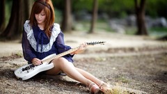 Landscapes woman guitars asians