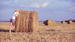 Landscapes woman Shorts blondes models denim shorts