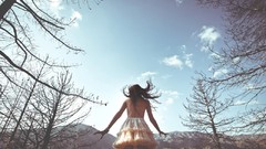 Landscapes woman skies forests