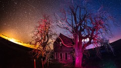 Landscapes yellow blue red Green Oregon colors old house 