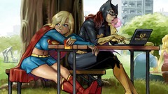 Laptops cartoons Batgirl Parks dc comics artwork supergirl 