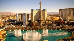 Las Vegas Hotel fountain cityscape eiffel tower replica USA