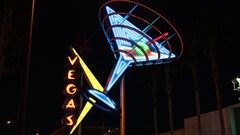 Las Vegas neon signs night cyan USA City sign