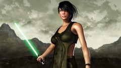 Lasers Swords lightsabers digital art cgi 3D girls