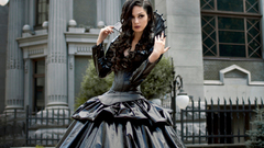 Latex brunettes woman dress