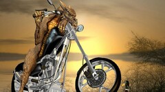 laughing artwork duck motorcycle