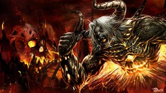 Lava horns skulls demons artwork fantasy art