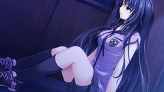 Lavender long hair brunettes seifuku game cg alpha bike shorts 