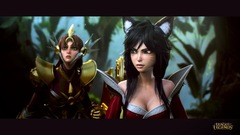 League of Legends ahri video games cleavage dark hair blue eyes