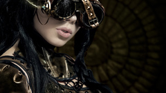 Leather brunettes woman suit