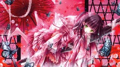 Leaves Anime kimono anime girls green eyes lolita fashion 