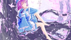 Leaves Anime pink hair barefoot pink eyes anime girls short 