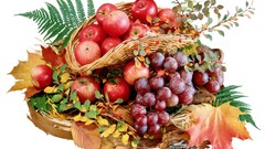 Leaves apples fruits baskets