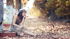 Leaves autumn asians models