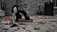 Leaves autumn Boys! muscles longboard selective coloring 
