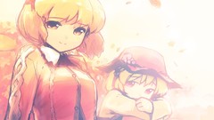 Leaves autumn dress grapes hats goddess red eyes sitting fruits 