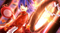 Leaves autumn goddess maple-leaf red eyes sitting lakes red 