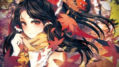 Leaves autumn hats maple-leaf red eyes bows blondes scarfs 