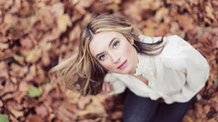 Leaves autumn woman faces blondes