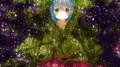 Leaves blue hair blue eyes hatsune miku vocaloid