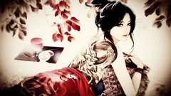 Leaves branches woman Dragons Japanese lips bracelets tattoos 