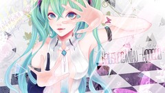 Leaves Butterflies text tie long hair anime girls hatsune miku 