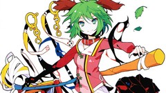 Leaves collar white background Ribbons chains skirts green eyes 