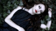 Leaves dark woman Vampires blue eyes