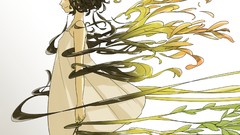 Leaves dress black hair