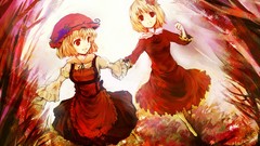Leaves dress hats red eyes blondes anime girls short hair 