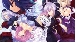 Leaves dress hats white hair red eyes gloves Ribbons Ropes fans 