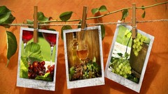 Leaves glass wine glasses grapes multicolor