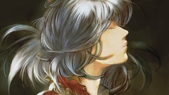 Leaves goddess faces Ropes blue hair closed eyes short hair 