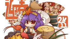 Leaves goddess Ropes anime girls touhou yasaka kanako hair 