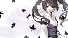 Leaves hats maple-leaf Ribbons long hair brunettes touhou 