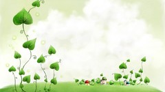 Leaves houses artwork