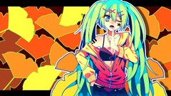 Leaves jeans anime girls hatsune miku vocaloid wink bra 