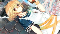 Leaves keys glasses maple-leaf red eyes bows blondes smiling 