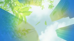 Leaves modern Skyscrapers architecture buildings sunlight 