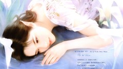 Leaves nature purple woman abstract asians digital art fantasy 