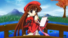 Leaves nature Trees Mountains clouds Butterflies hills Birds 