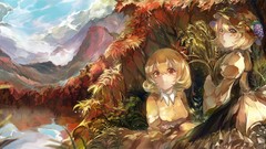 Leaves nature Trees water Mountains clouds autumn dress grapes 