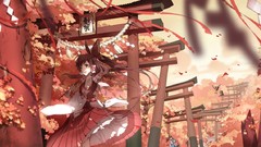 Leaves nature Trees wind autumn Ribbons red dress Ropes bows 